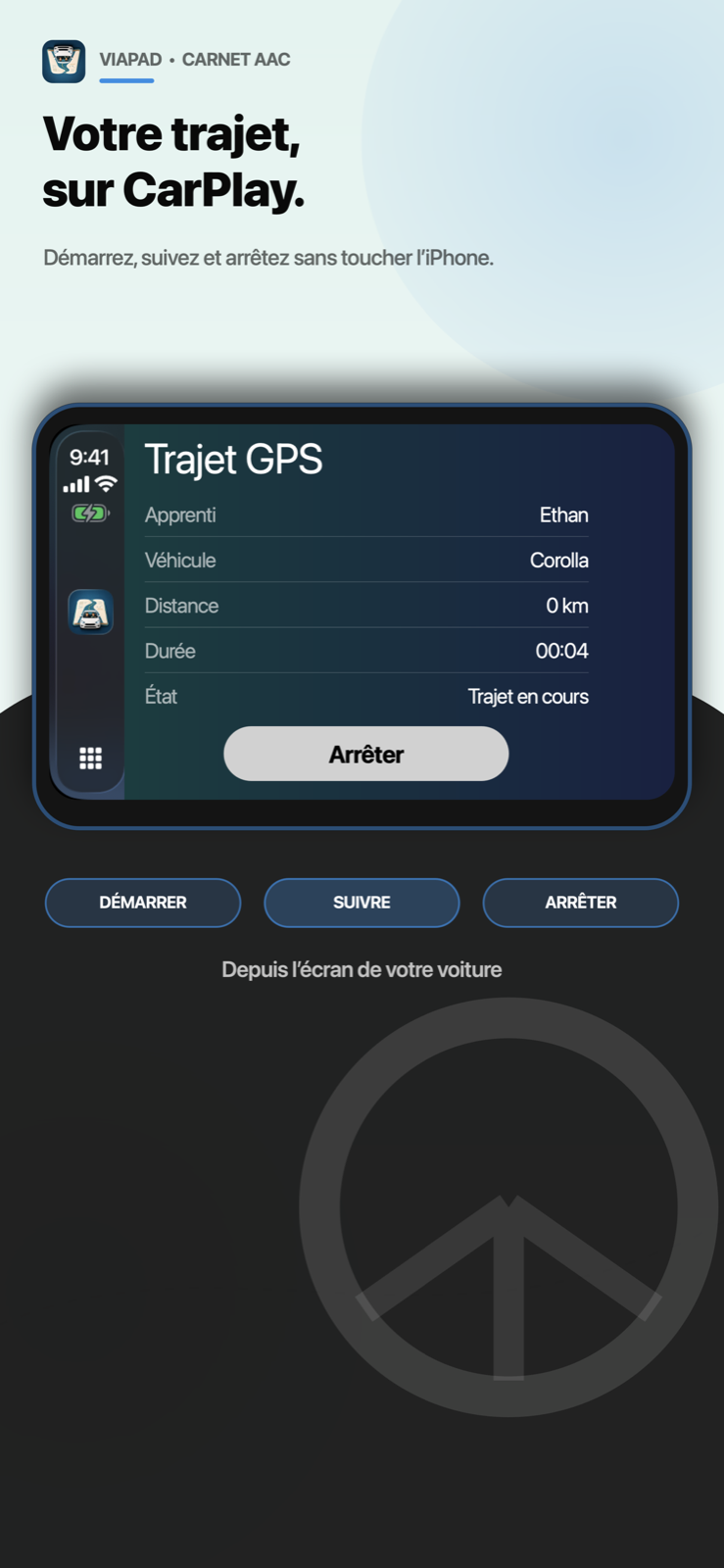 Suivi GPS ViaPad sur CarPlay.